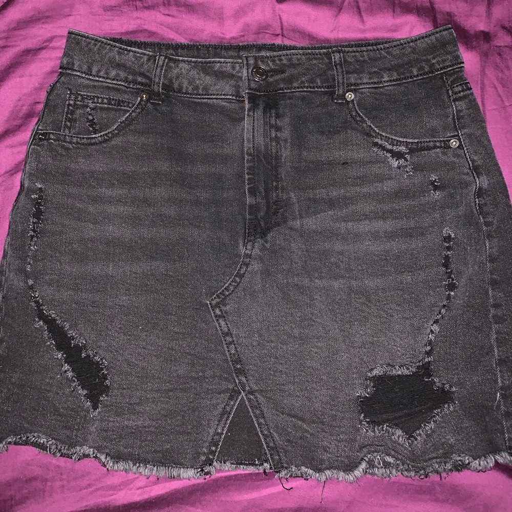 Ripped Black Jean Skirt